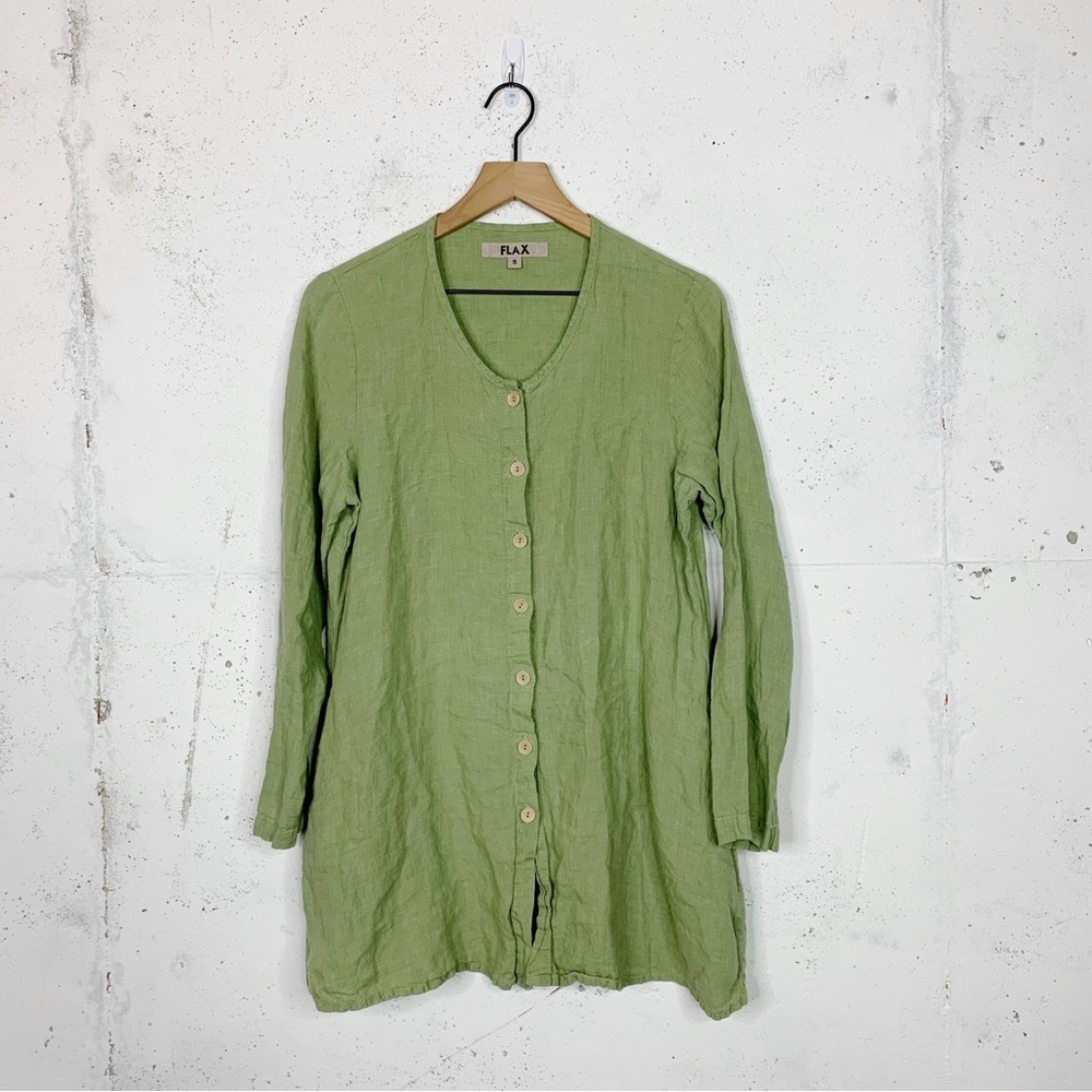 Flax Buttin Front Green Ali in Cardigan Sweater Size Small
